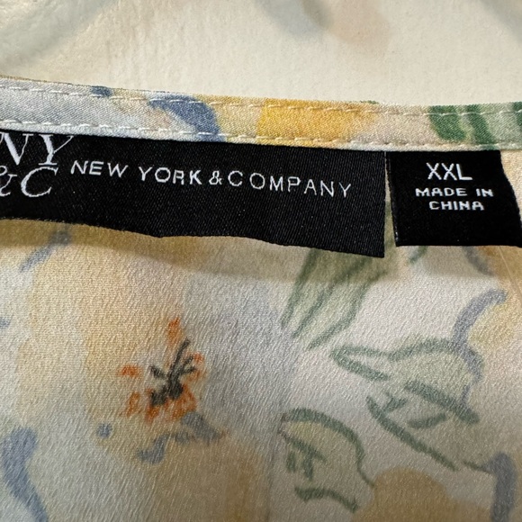 New York & Company Floral Peplum Blouse - Yellow and Green - Picture 3 of 4